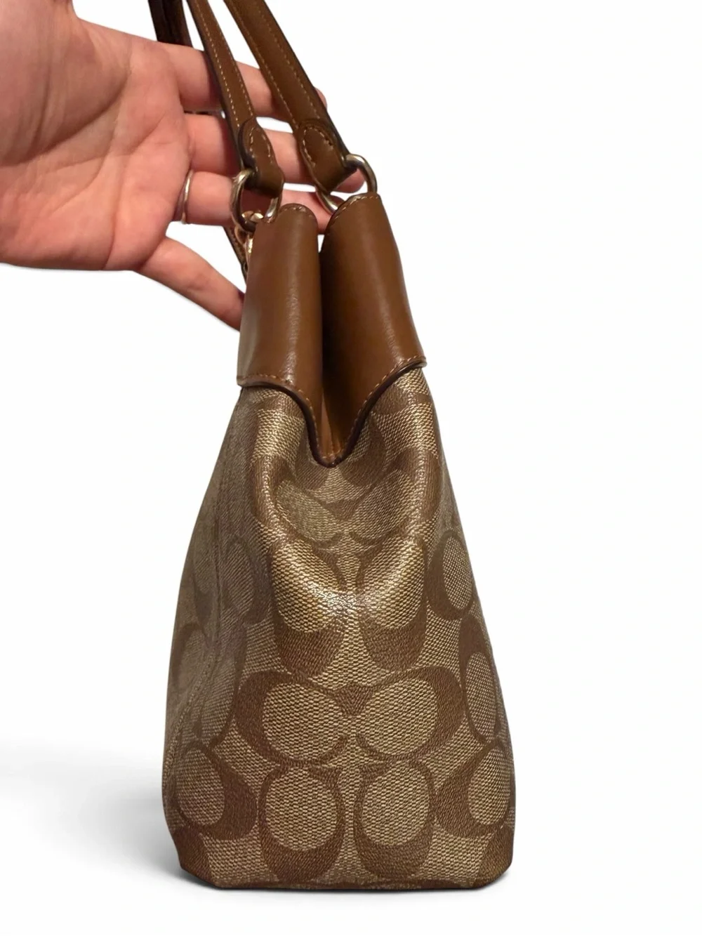 Coach Brooke Signature khaki saddle bag